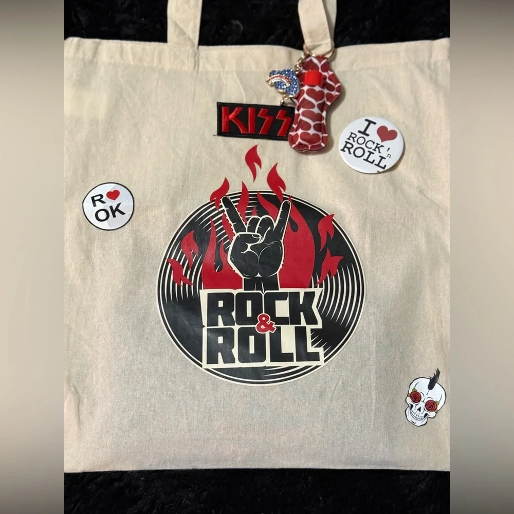 Rock and roll handmade tote‎